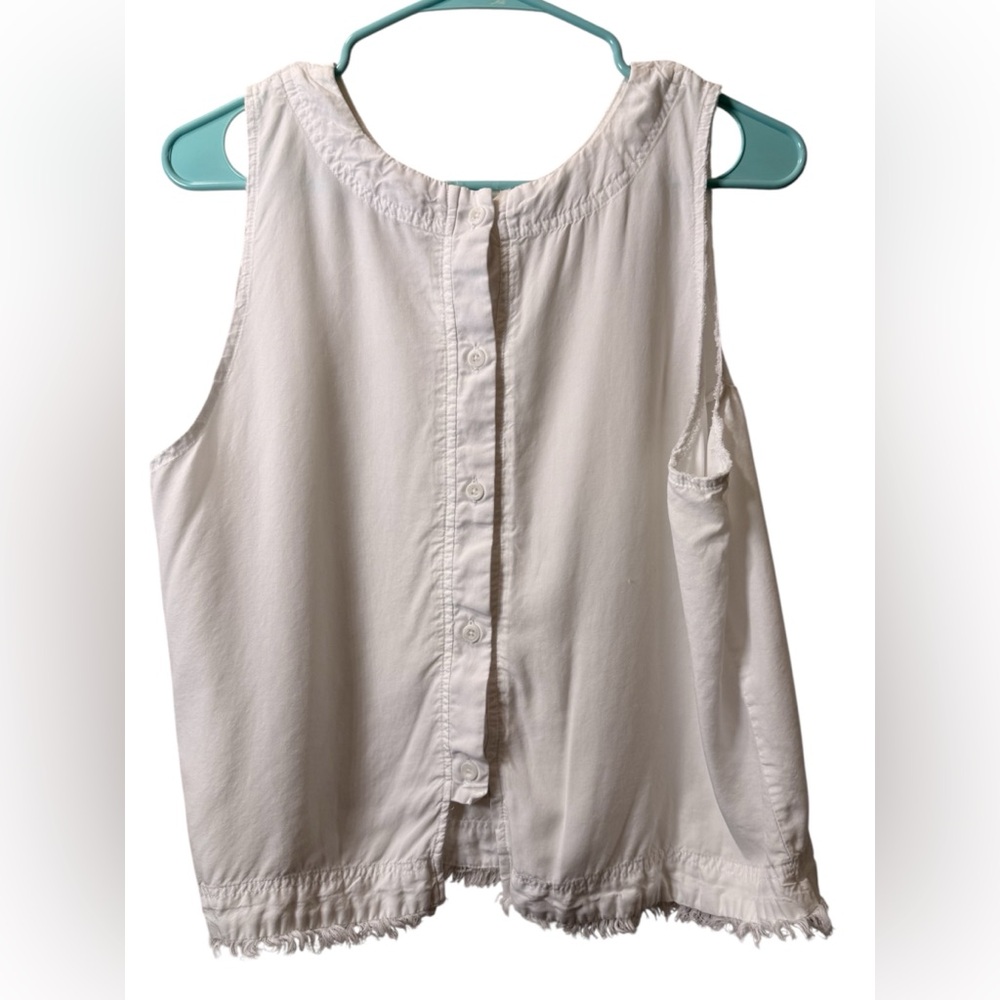 Thread + Supply White Frayed Hem Sleeveless Top Large Pre-loved - Picture 1 of 5
